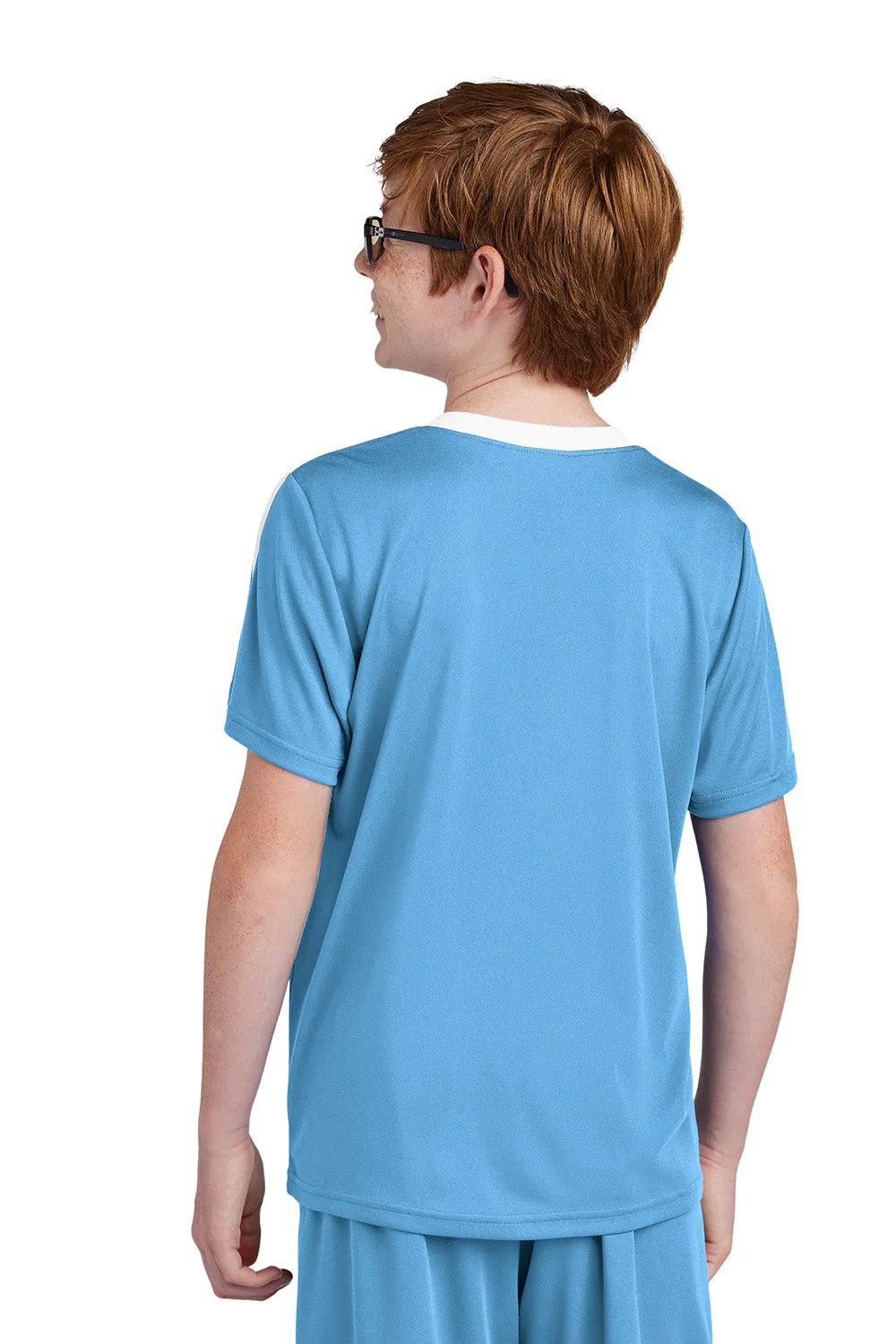 Sport-Tek Youth Moisture Wicking Competitor United Short Sleeve Crewneck T-Shirt - Carolina Blue/White