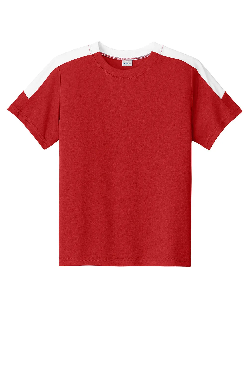 Sport-Tek Youth Moisture Wicking Competitor United Short Sleeve Crewneck T-Shirt - Deep Red/White