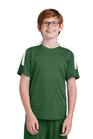 Sport-Tek Youth Moisture Wicking Competitor United Short Sleeve Crewneck T-Shirt - Forest Green/White