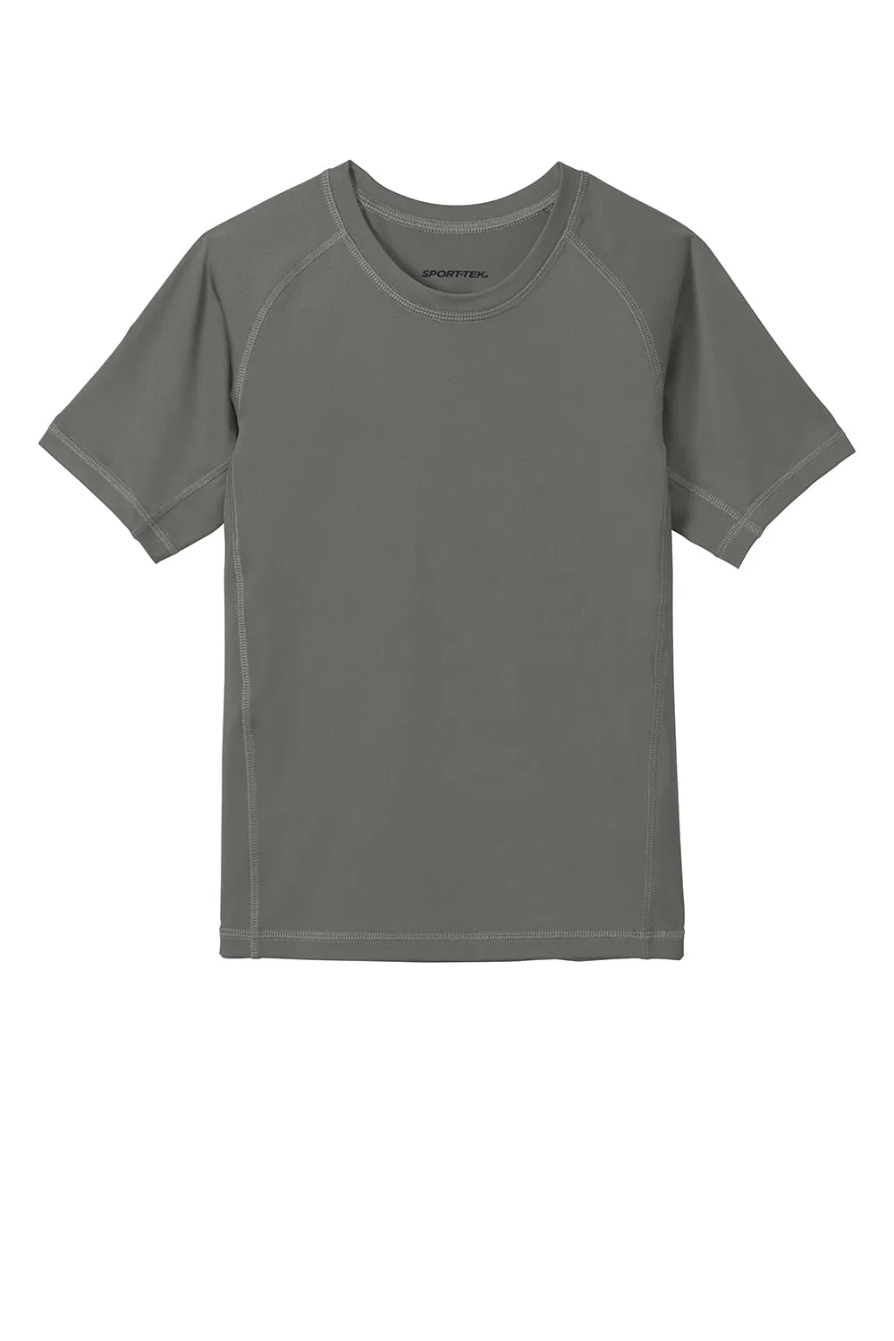 Sport-Tek Youth Rashguard Moisture Wicking Short Sleeve Crewneck T-Shirt - Dark Smoke Grey