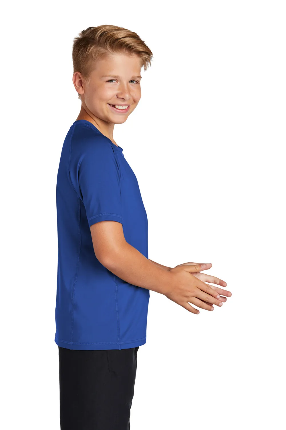 Sport-Tek Youth Rashguard Moisture Wicking Short Sleeve Crewneck T-Shirt - True Royal Blue