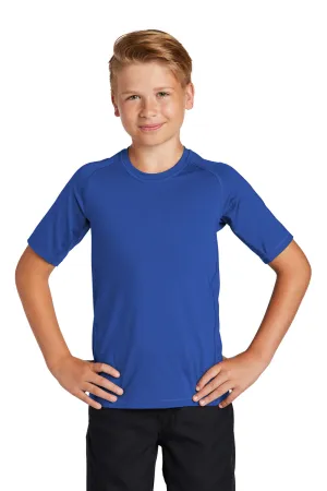 Sport-Tek Youth Rashguard Moisture Wicking Short Sleeve Crewneck T-Shirt - True Royal Blue