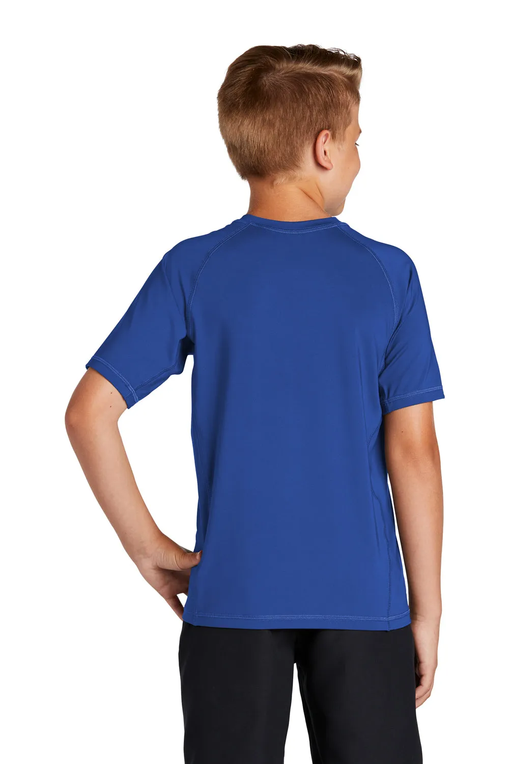 Sport-Tek Youth Rashguard Moisture Wicking Short Sleeve Crewneck T-Shirt - True Royal Blue