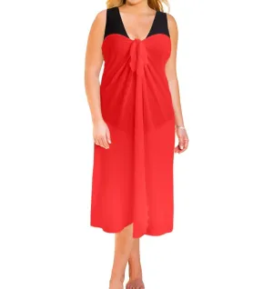 Sun Diva Plus Size Long Pareo Cover Up In Papaya