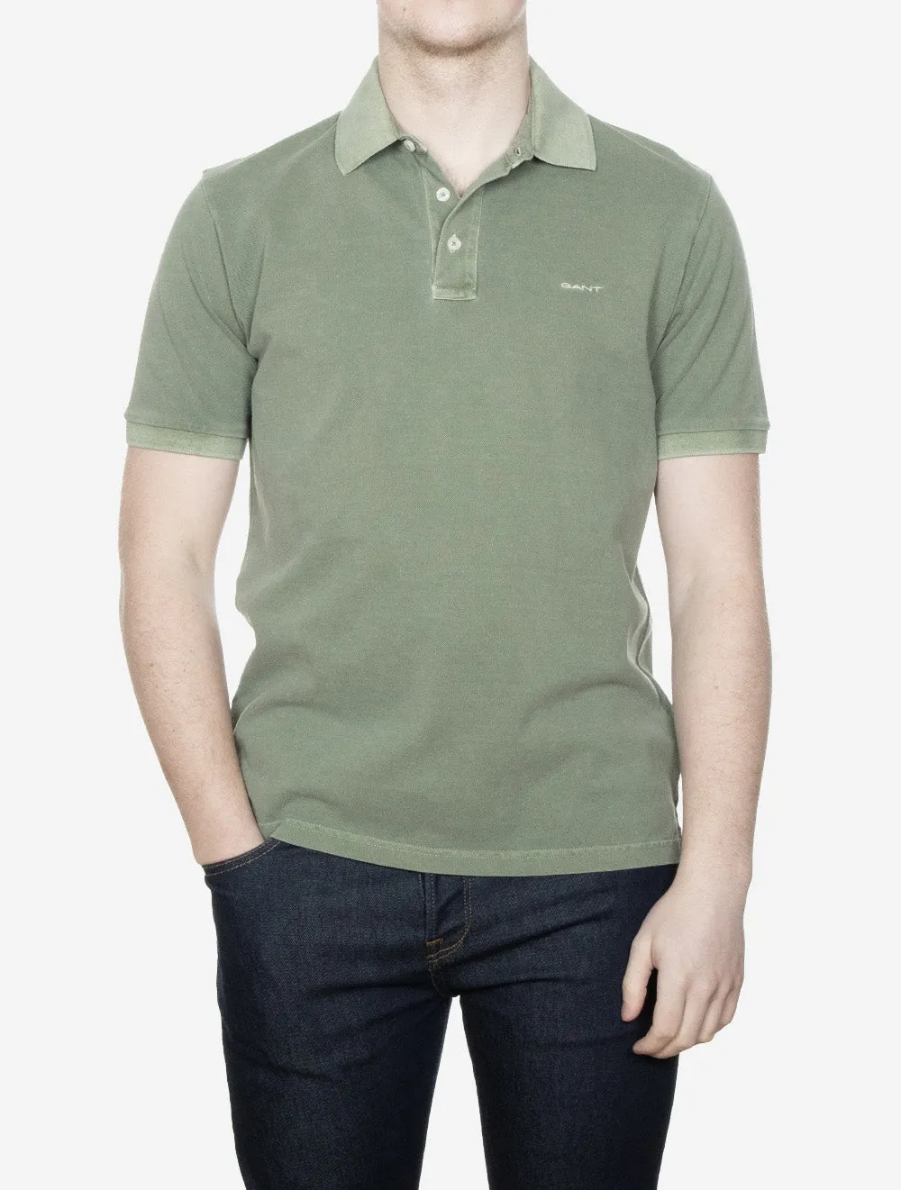 Sunfaded Piqué Polo Short Sleeve Shirt Kalamata Green
