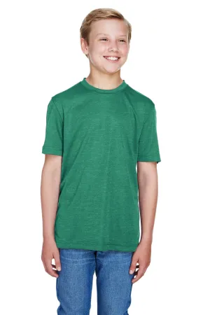 Team 365 Youth Sonic Performance Heather Moisture Wicking Short Sleeve Crewneck T-Shirt - Heather Forest Green