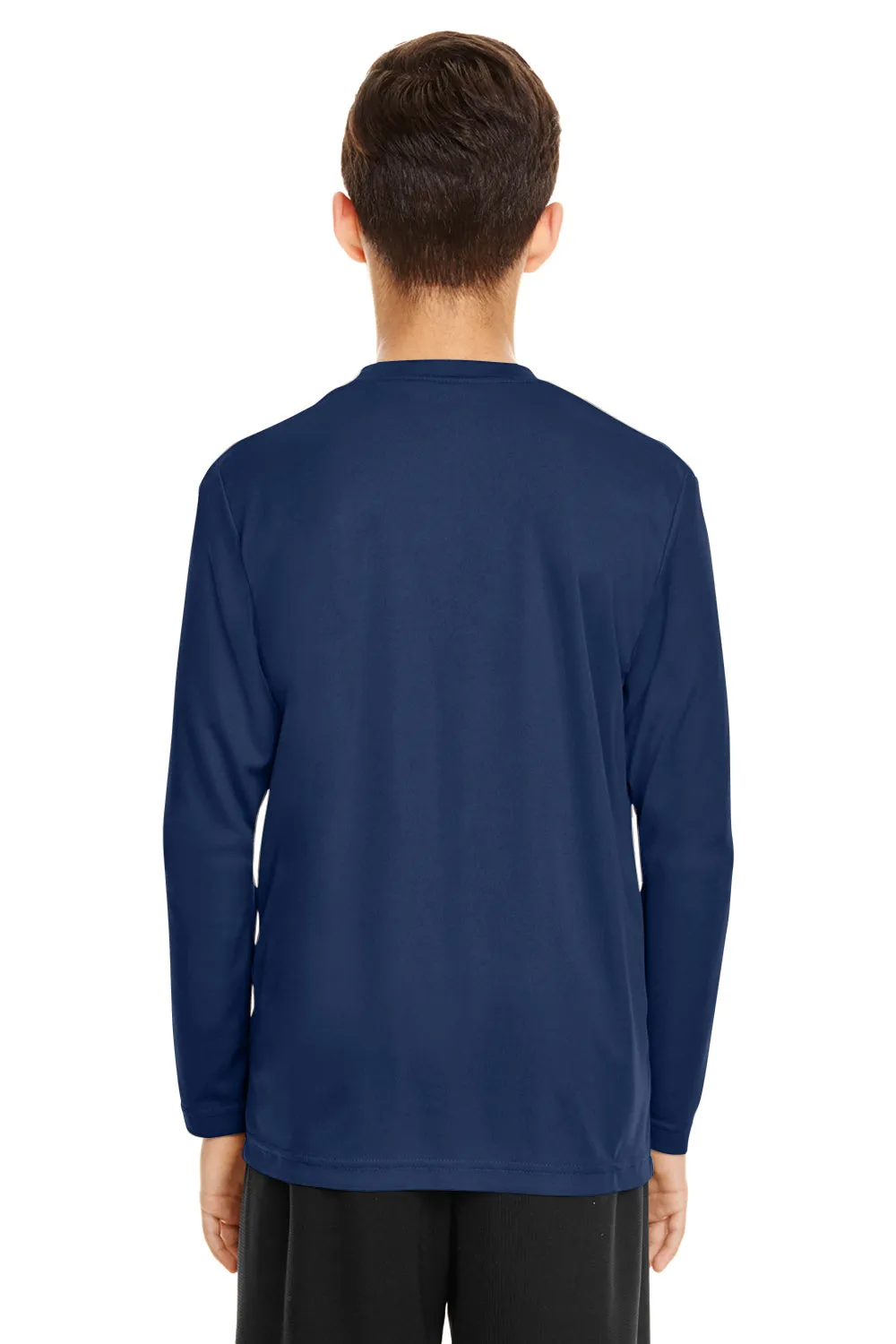 Team 365 Youth Zone Performance Moisture Wicking Long Sleeve Crewneck T-Shirt - Dark Navy Blue