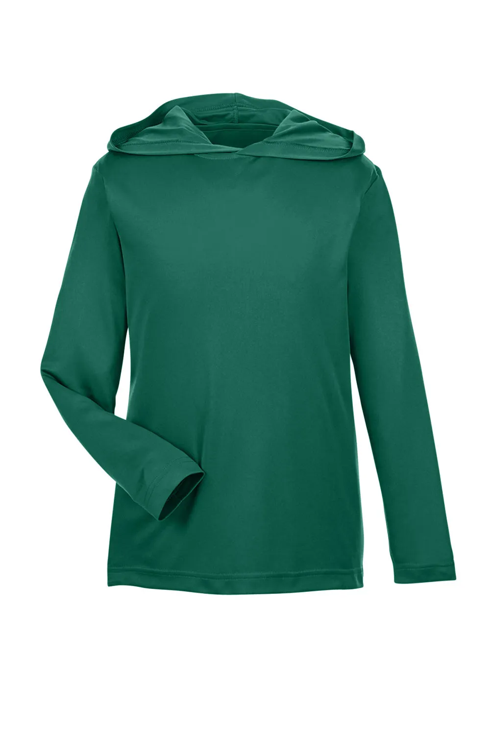 Team 365 Youth Zone Performance Moisture Wicking Long Sleeve Hooded T-Shirt Hoodie - Forest Green