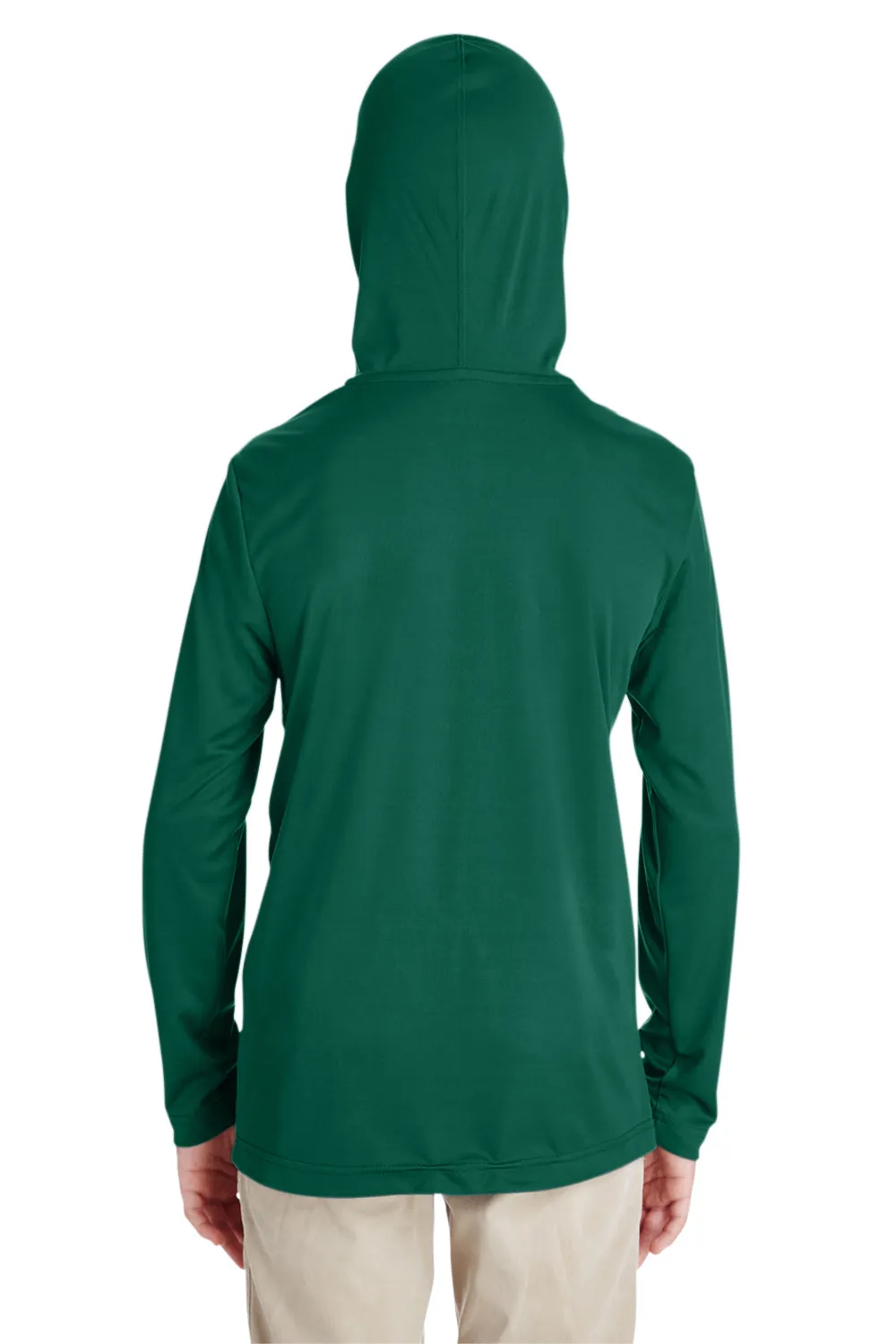 Team 365 Youth Zone Performance Moisture Wicking Long Sleeve Hooded T-Shirt Hoodie - Forest Green