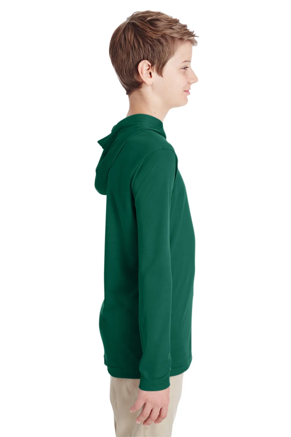 Team 365 Youth Zone Performance Moisture Wicking Long Sleeve Hooded T-Shirt Hoodie - Forest Green