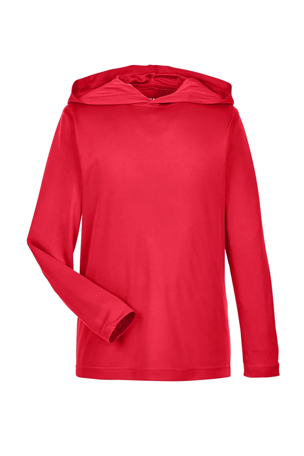 Team 365 Youth Zone Performance Moisture Wicking Long Sleeve Hooded T-Shirt Hoodie - Red