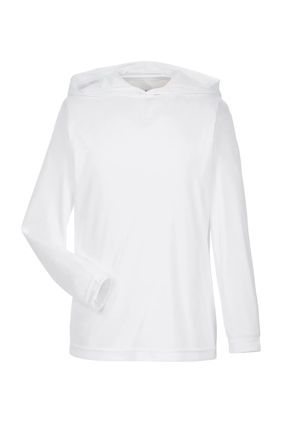 Team 365 Youth Zone Performance Moisture Wicking Long Sleeve Hooded T-Shirt Hoodie - White