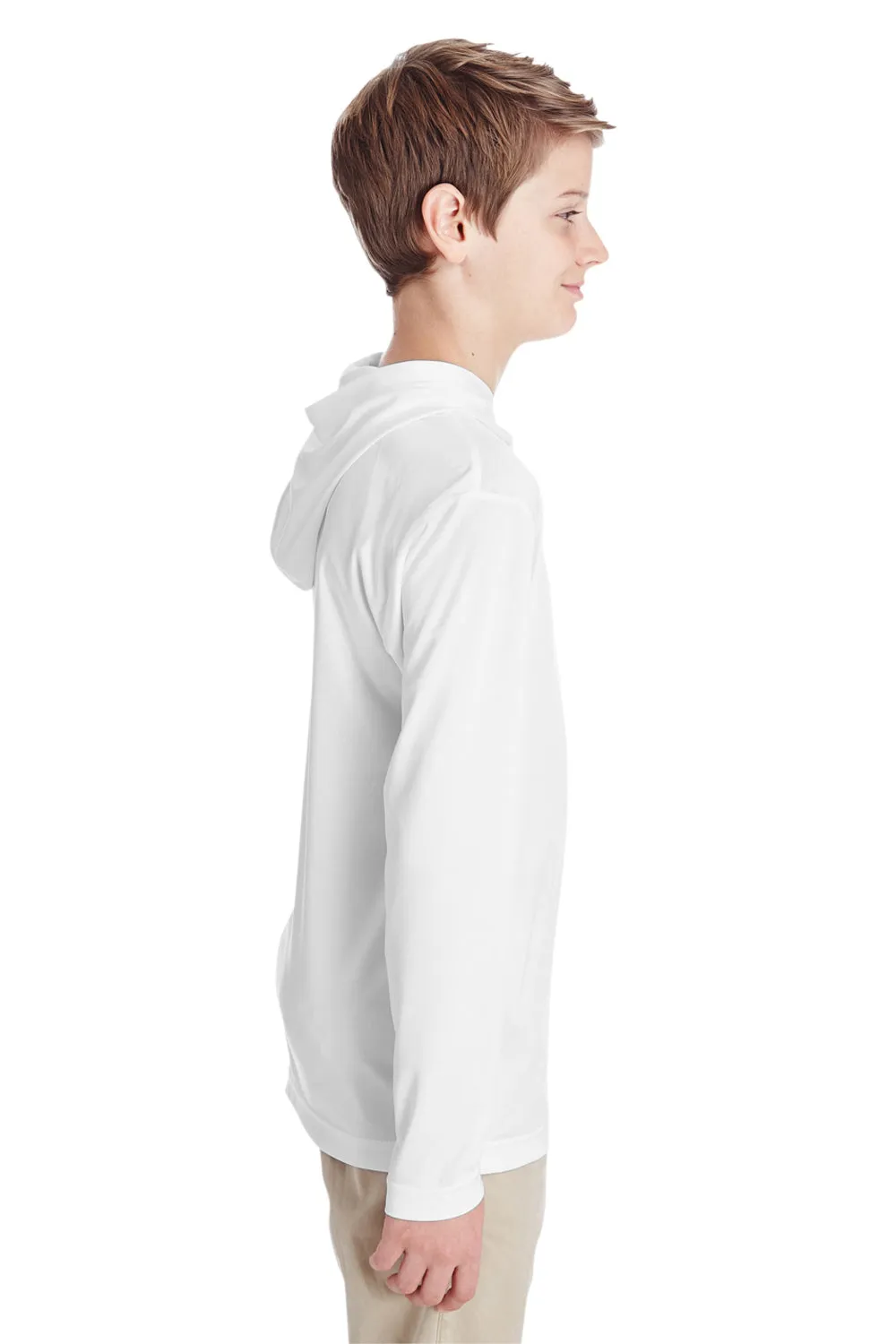 Team 365 Youth Zone Performance Moisture Wicking Long Sleeve Hooded T-Shirt Hoodie - White