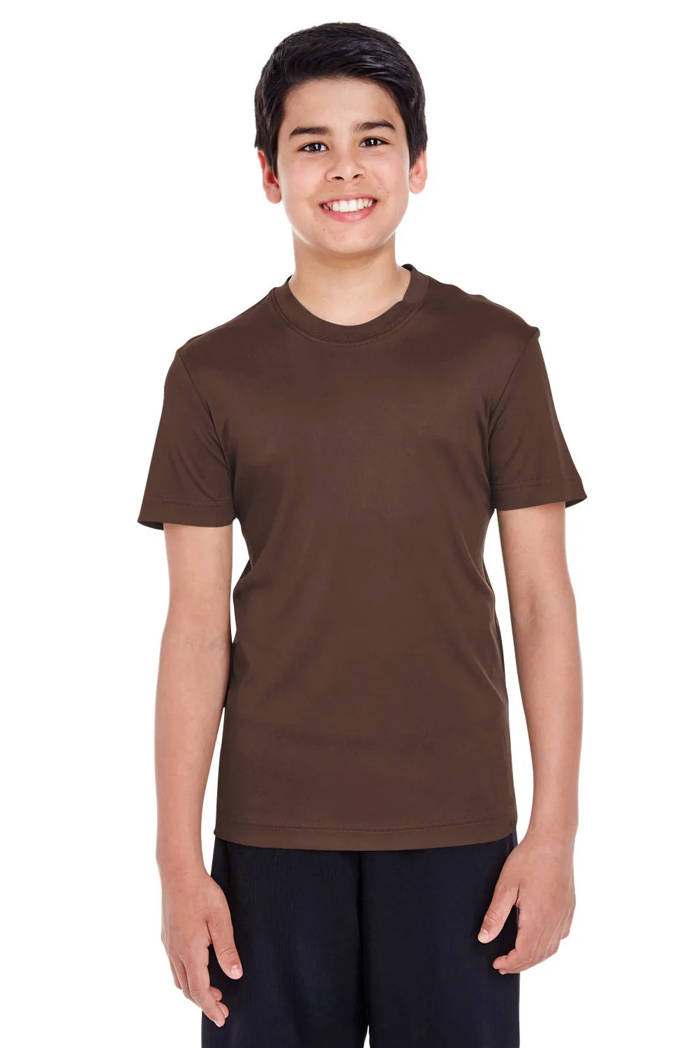 Team 365 Youth Zone Performance Moisture Wicking Short Sleeve Crewneck T-Shirt - Dark Brown
