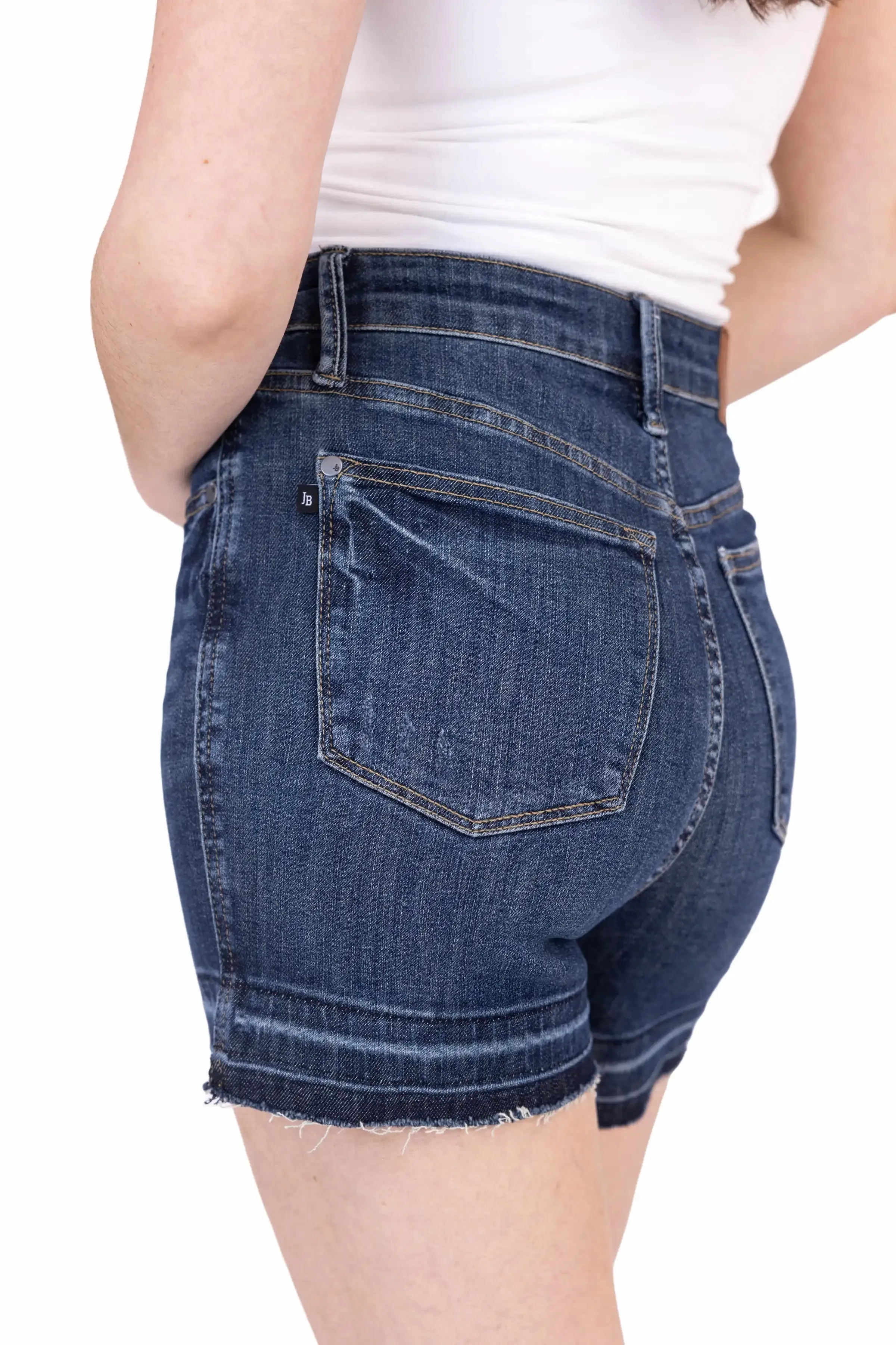 The Lyla From Judy Blue: High-Rise Tummy Control Destroy Release Hem Denim Shorts