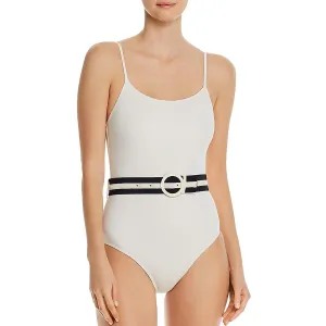 The Nina Belt Womens Solid Man Made One-Piece Swimsuit