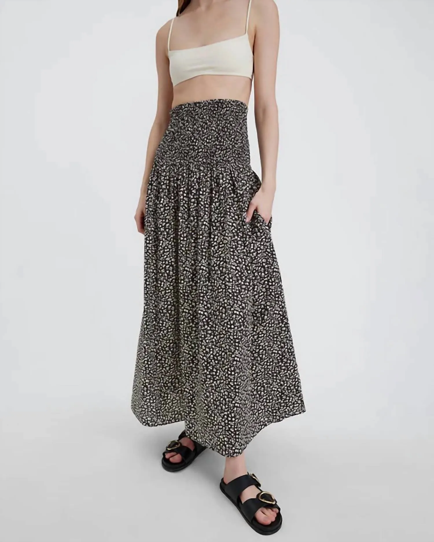 The Zaria Maxi Skirt In Ditsy Floral Noir