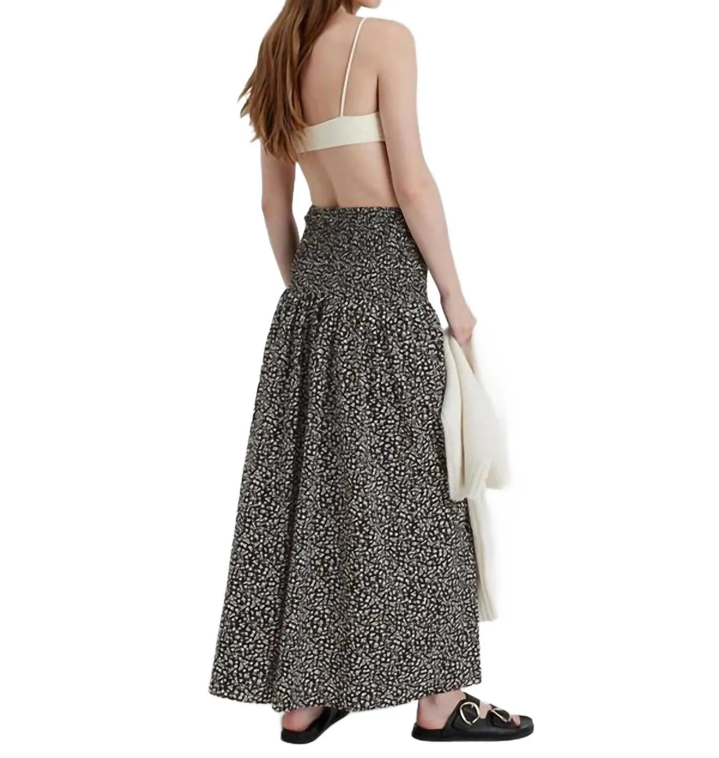The Zaria Maxi Skirt In Ditsy Floral Noir