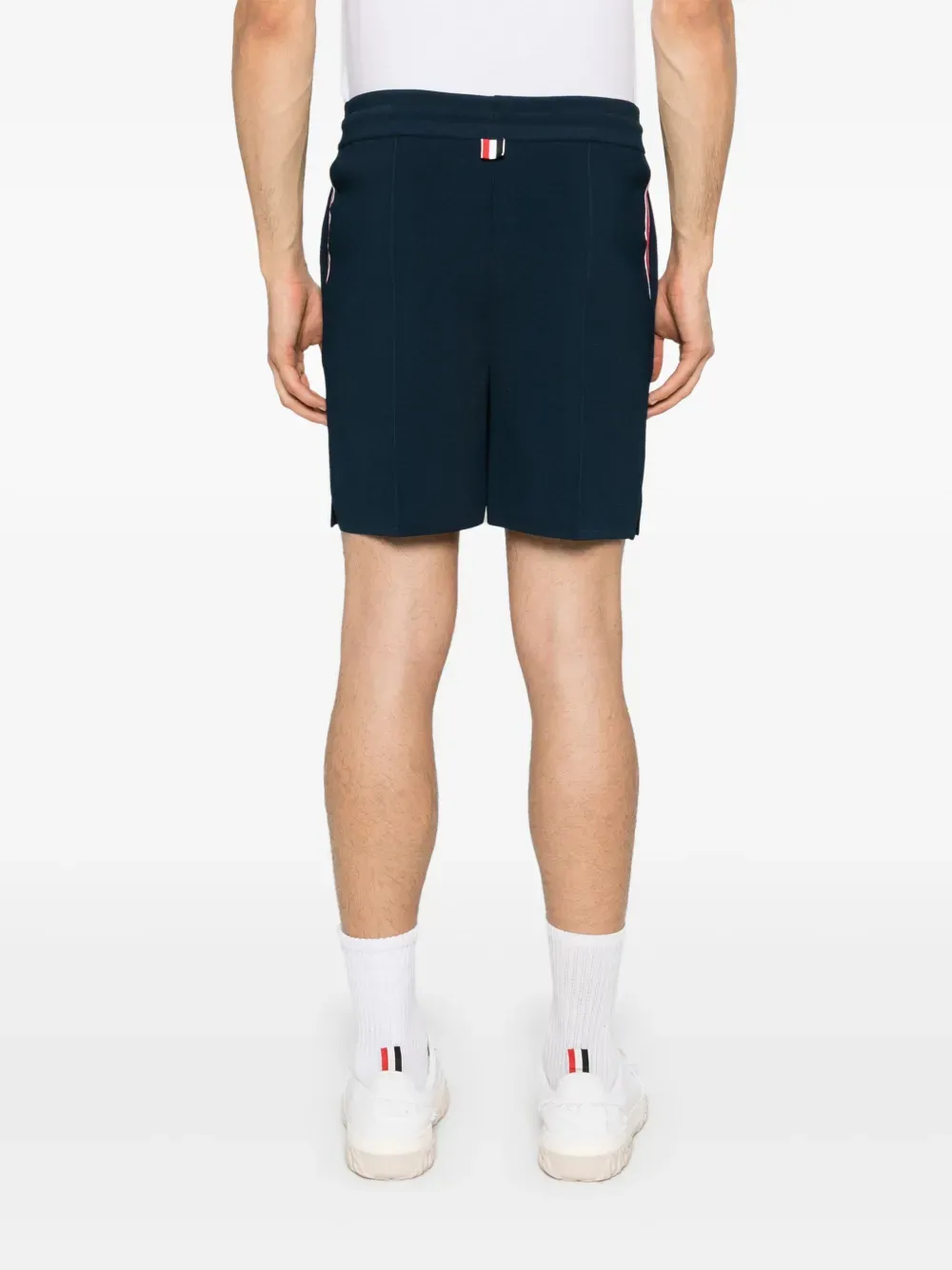 THOM BROWNE - Men Full Needle Stitch Tennis  W/ RWB Stripe Shorts Shoes_thom-browne