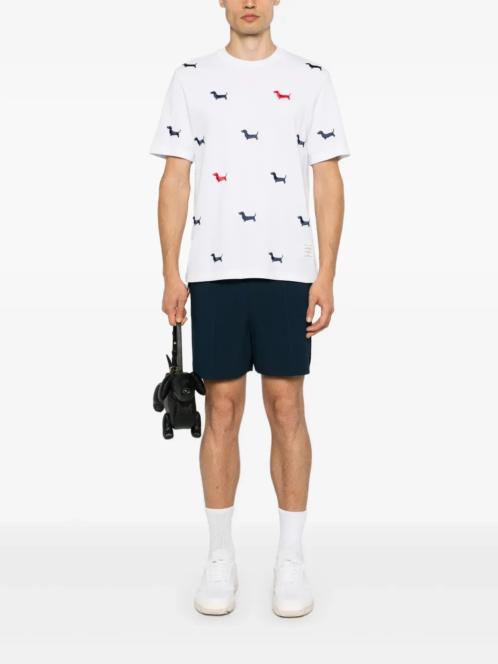 THOM BROWNE - Men Full Needle Stitch Tennis  W/ RWB Stripe Shorts Shoes_thom-browne