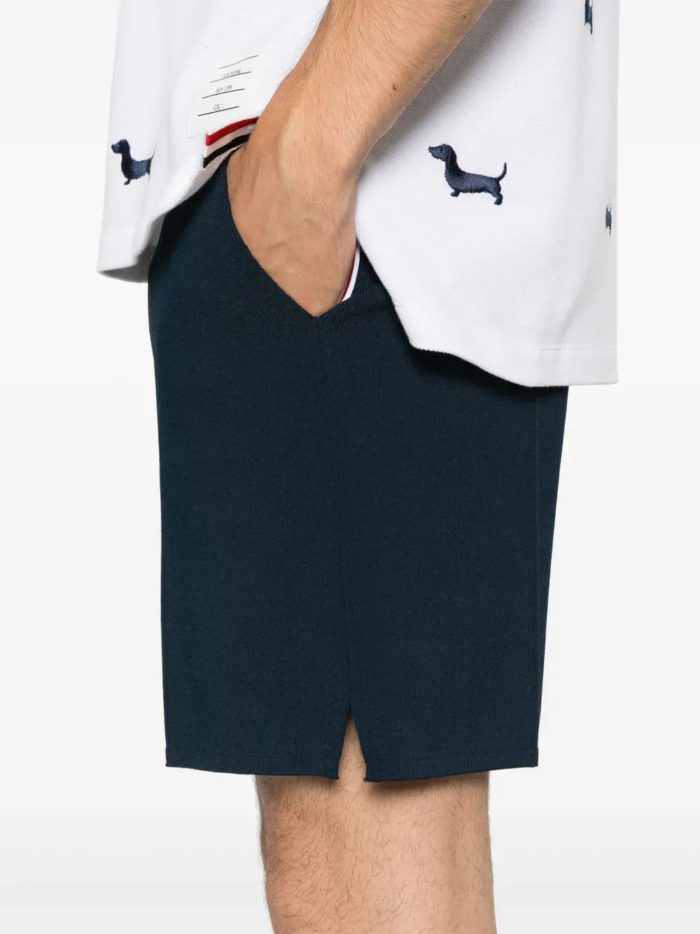 THOM BROWNE - Men Full Needle Stitch Tennis  W/ RWB Stripe Shorts Shoes_thom-browne