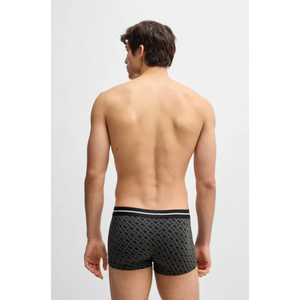 Three-pack of stretch-cotton plain and monogrammed trunks