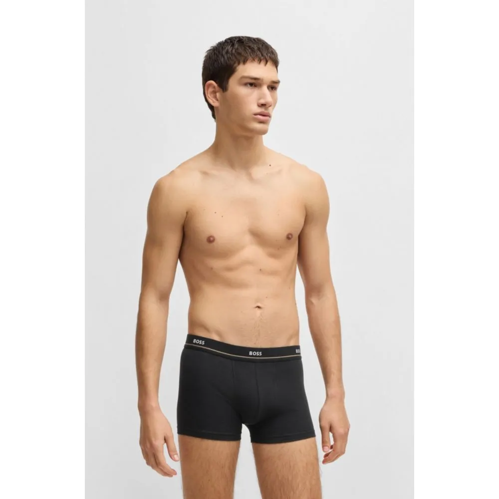 Three-pack of stretch-cotton trunks with logo waistbands