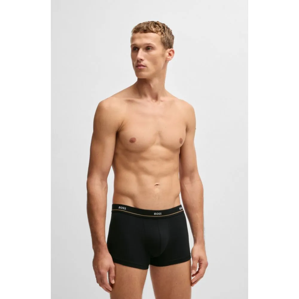 Three-pack of stretch-cotton trunks with logo waistbands