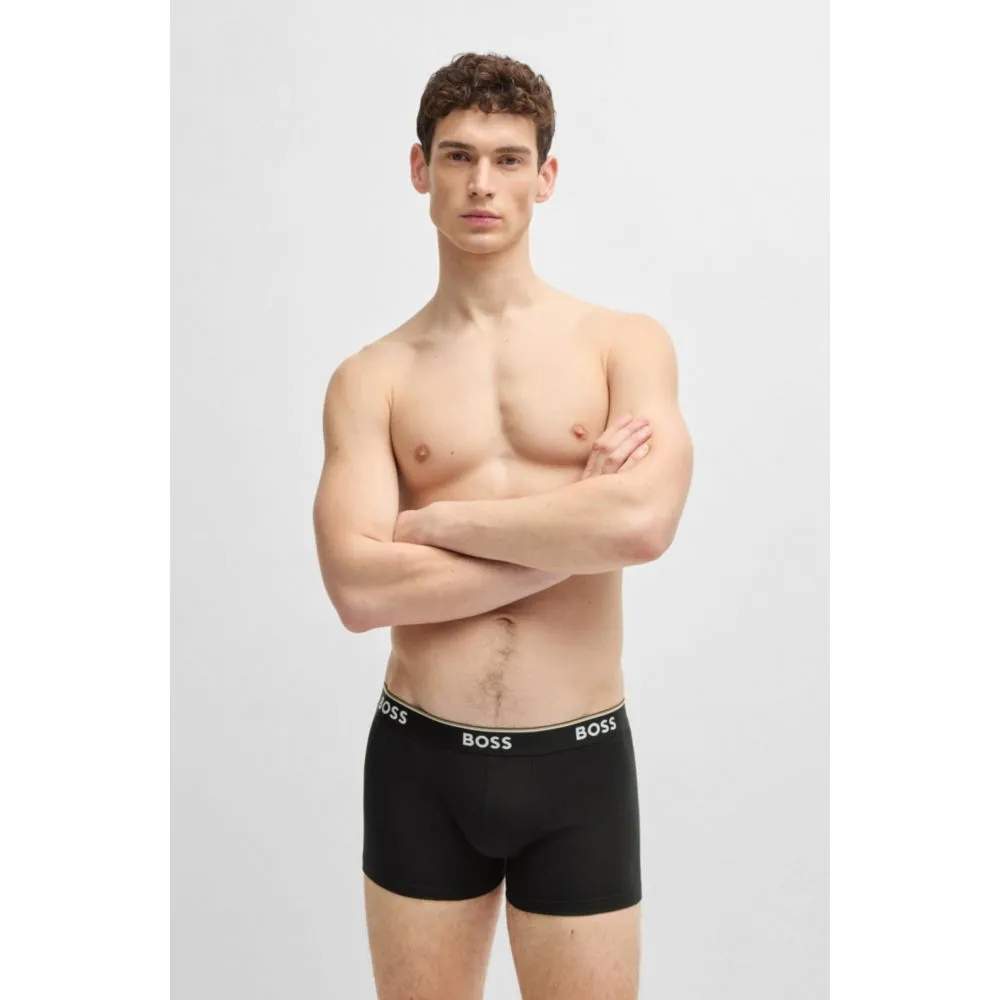 Three-pack of stretch-cotton trunks with logo waistbands