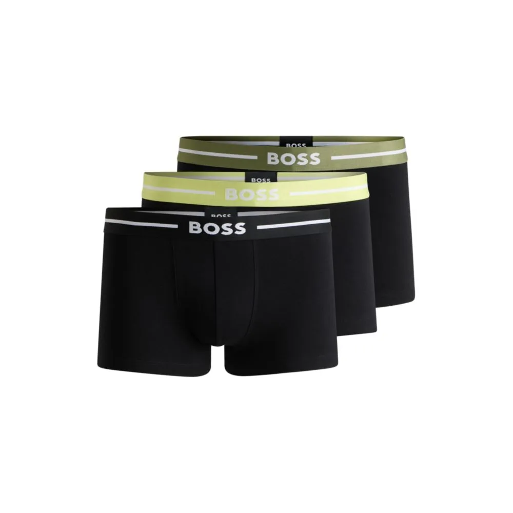 Three-pack of stretch-cotton trunks with logo waistbands