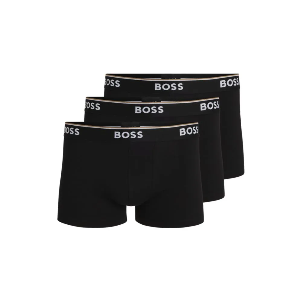 Three-pack of stretch-cotton trunks with logo waistbands