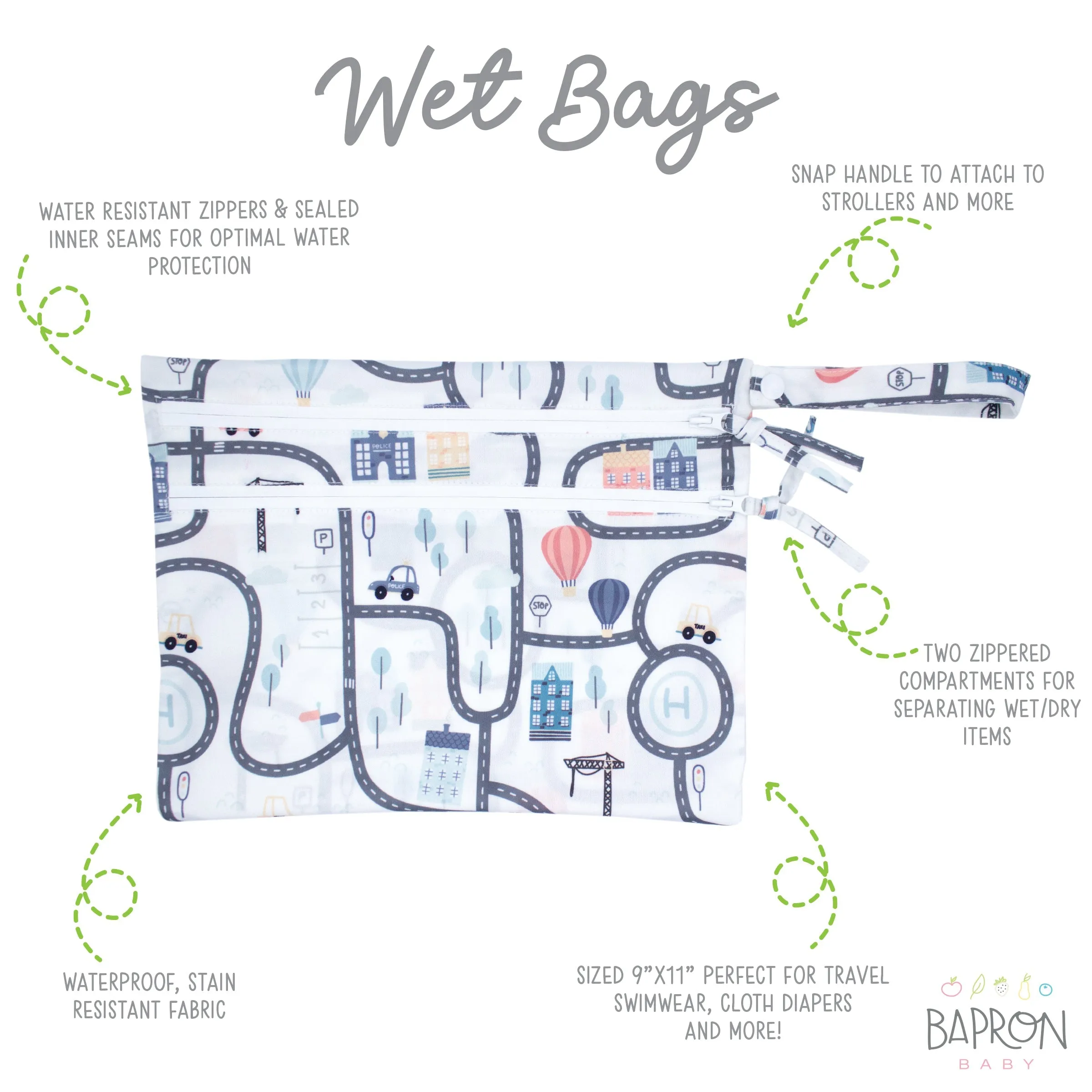 Tiny Town - Waterproof Wet Bag (for Mealtime, On-the-go, And More!) Babykids_Bapron-Baby