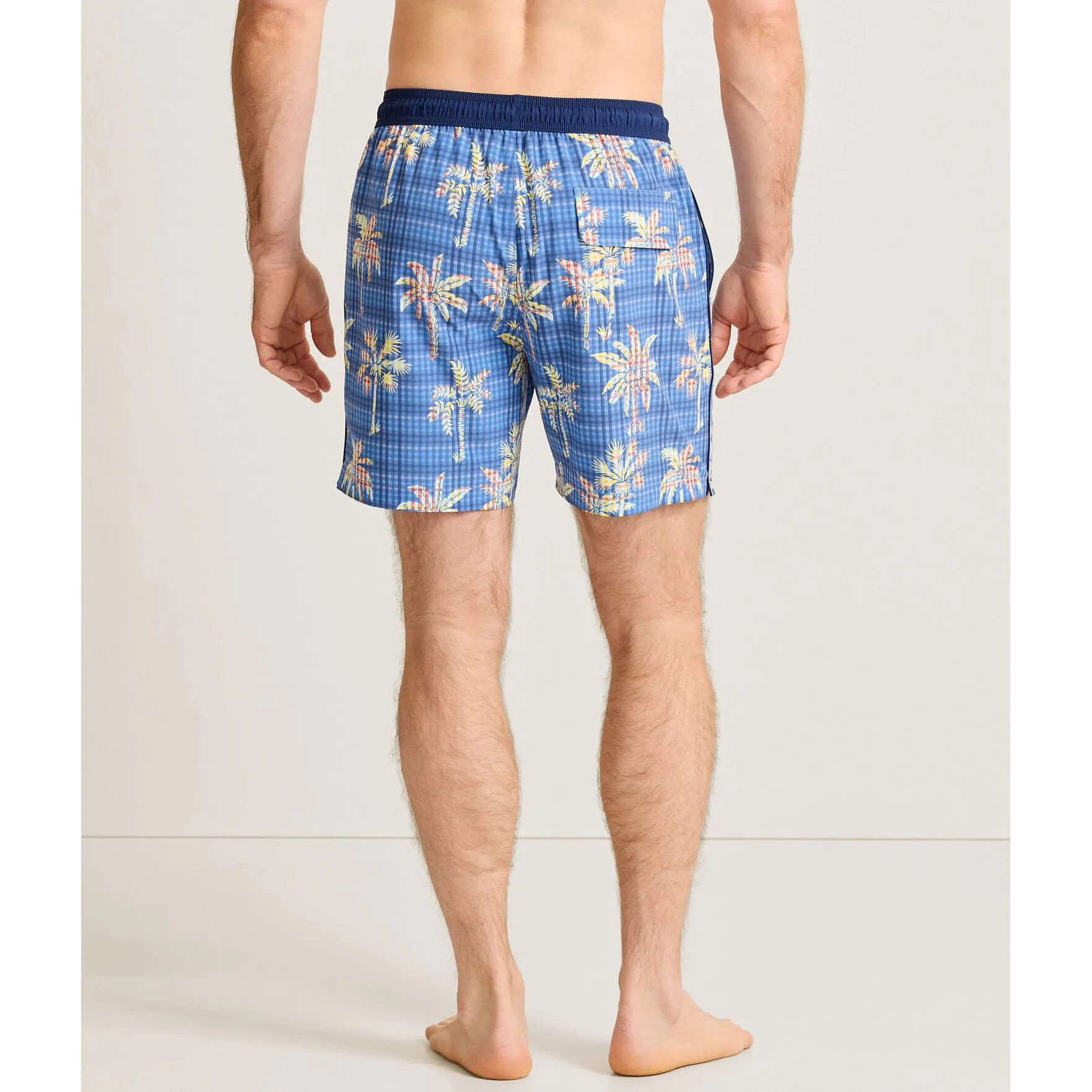 Tommy Bahama Men's 6-Inch Naples Gingham Palms Swim Trunks - Regal Blue Mens Tommy Bahama