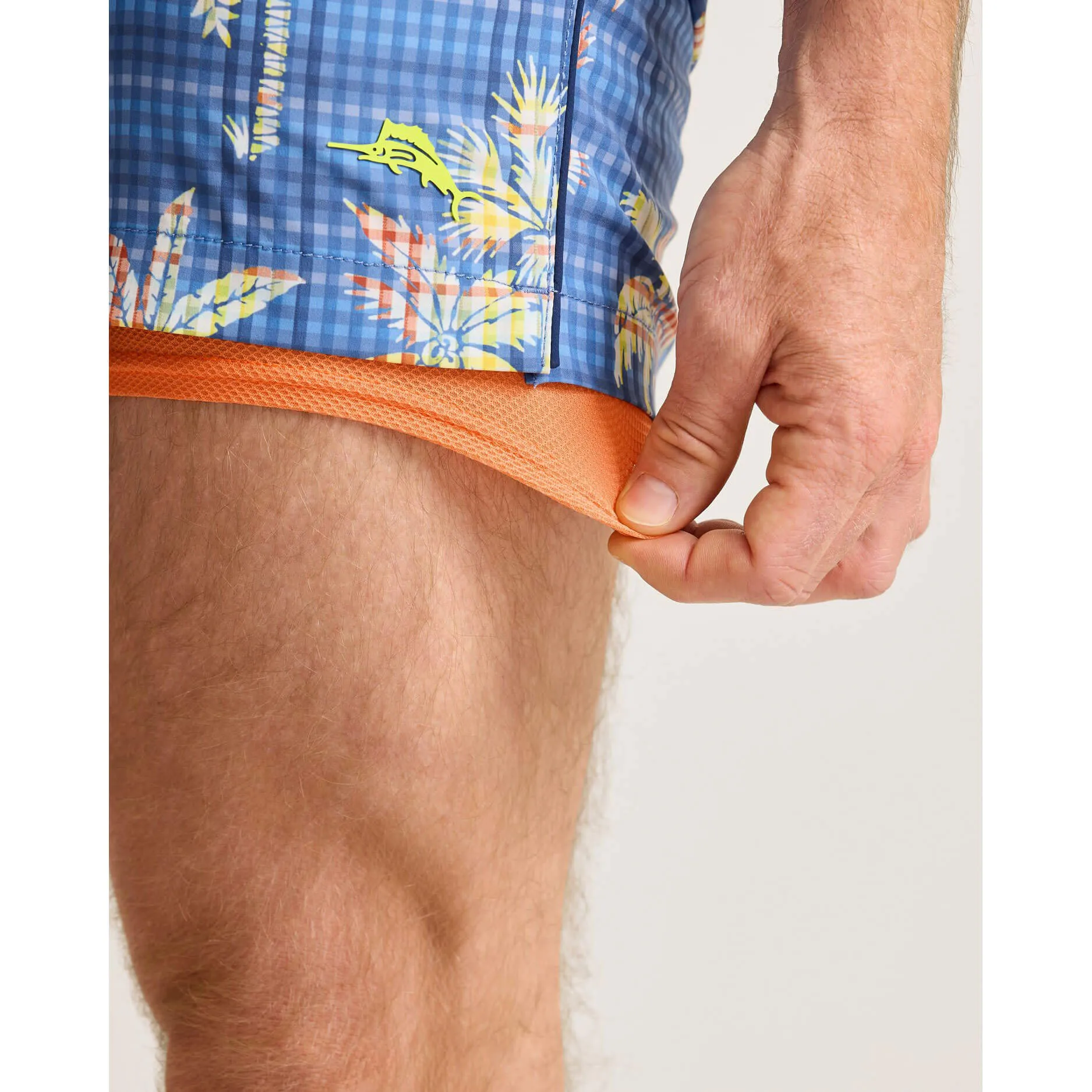 Tommy Bahama Men's 6-Inch Naples Gingham Palms Swim Trunks - Regal Blue Mens Tommy Bahama