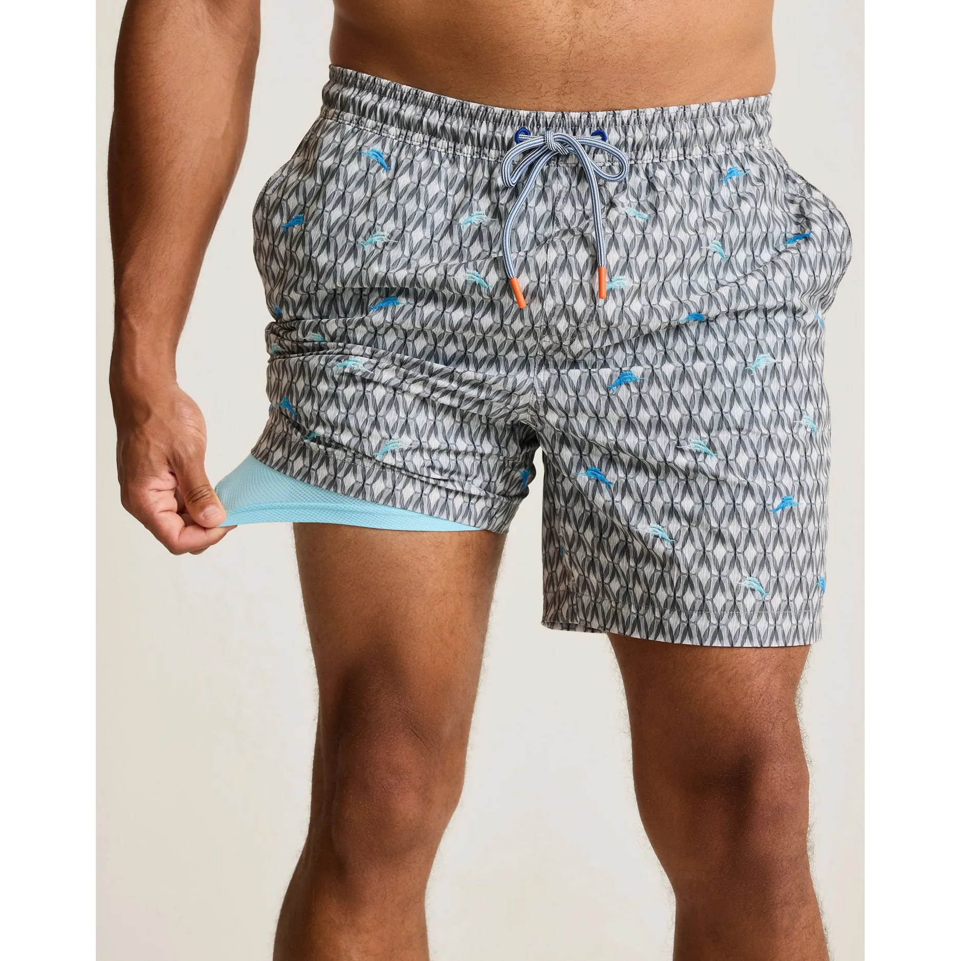 Tommy Bahama Men's 6-Inch Naples Tile Pool Geo Swim Trunks - Summer Grey Mens Tommy Bahama