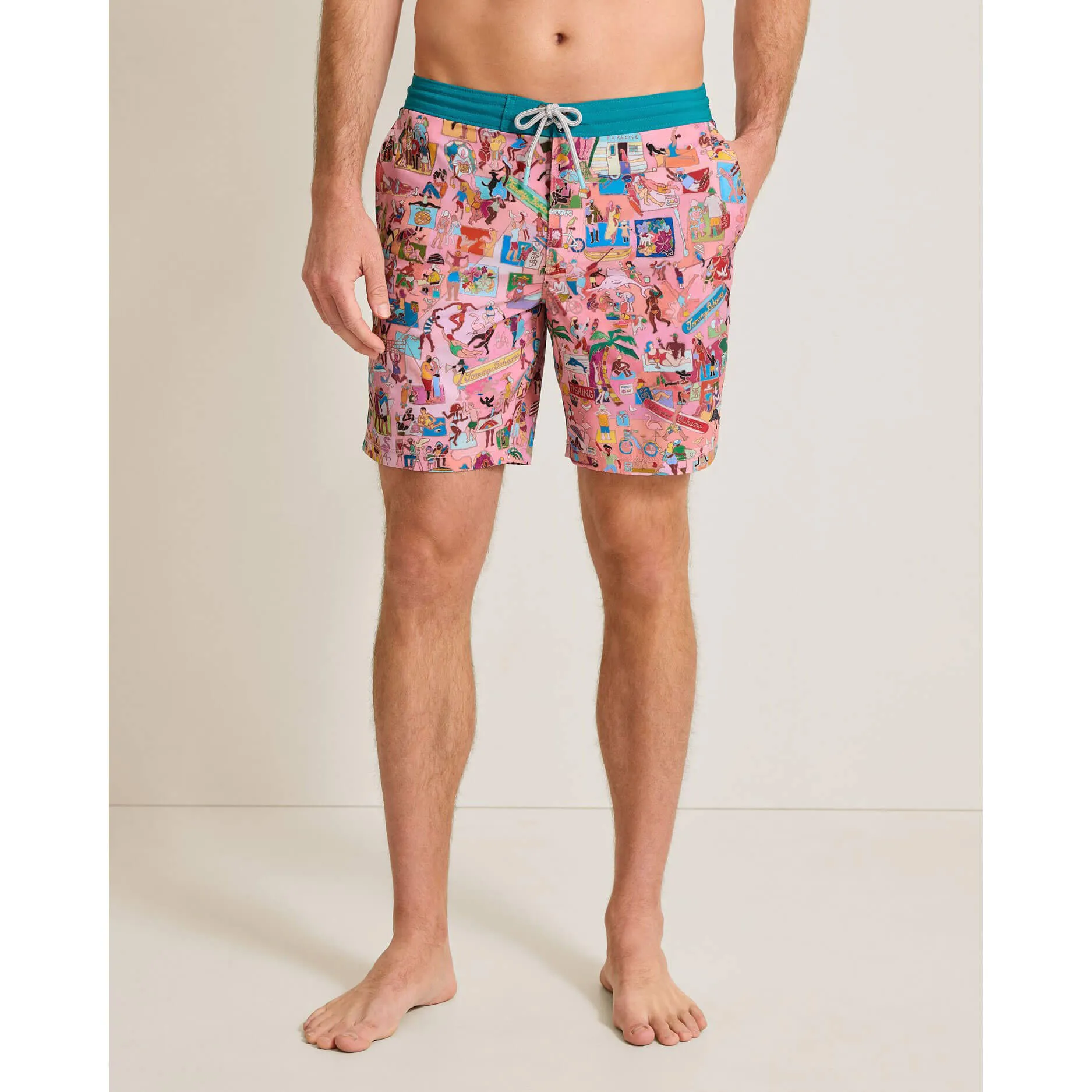 Tommy Bahama Men's 8-Inch Artist Series Baja Scenic To Believe It Swim Trunks - Beach Blossom Mens Tommy Bahama