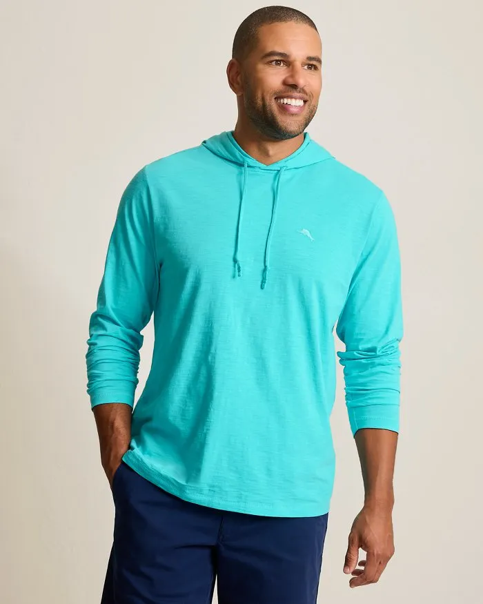 Tommy Bahama Men's Bali Beach Long Sleeve Hoodie T-Shirt - Blue Curacao Mens Tommy Bahama