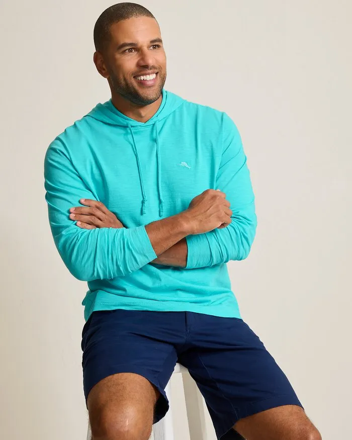 Tommy Bahama Men's Bali Beach Long Sleeve Hoodie T-Shirt - Blue Curacao Mens Tommy Bahama