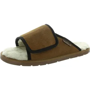 topher Mens Faux Fur Lined Faux Suede Slide Slippers