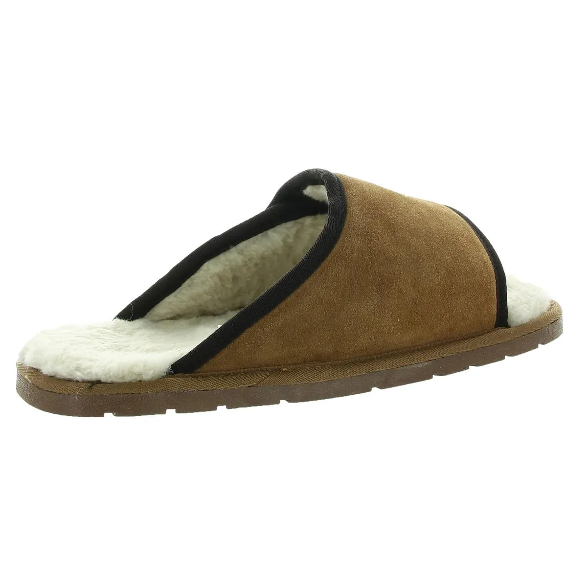 topher Mens Faux Fur Lined Faux Suede Slide Slippers