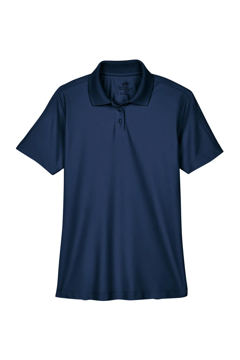 UltraClub Womens Cool & Dry Elite Performance Moisture Wicking Short Sleeve Polo Shirt - Navy Blue