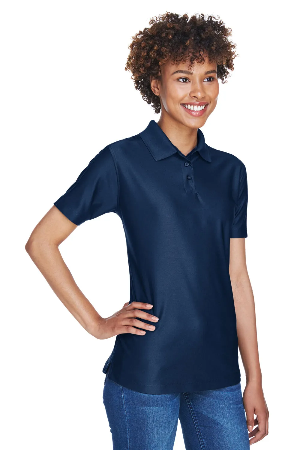 UltraClub Womens Cool & Dry Elite Performance Moisture Wicking Short Sleeve Polo Shirt - Navy Blue