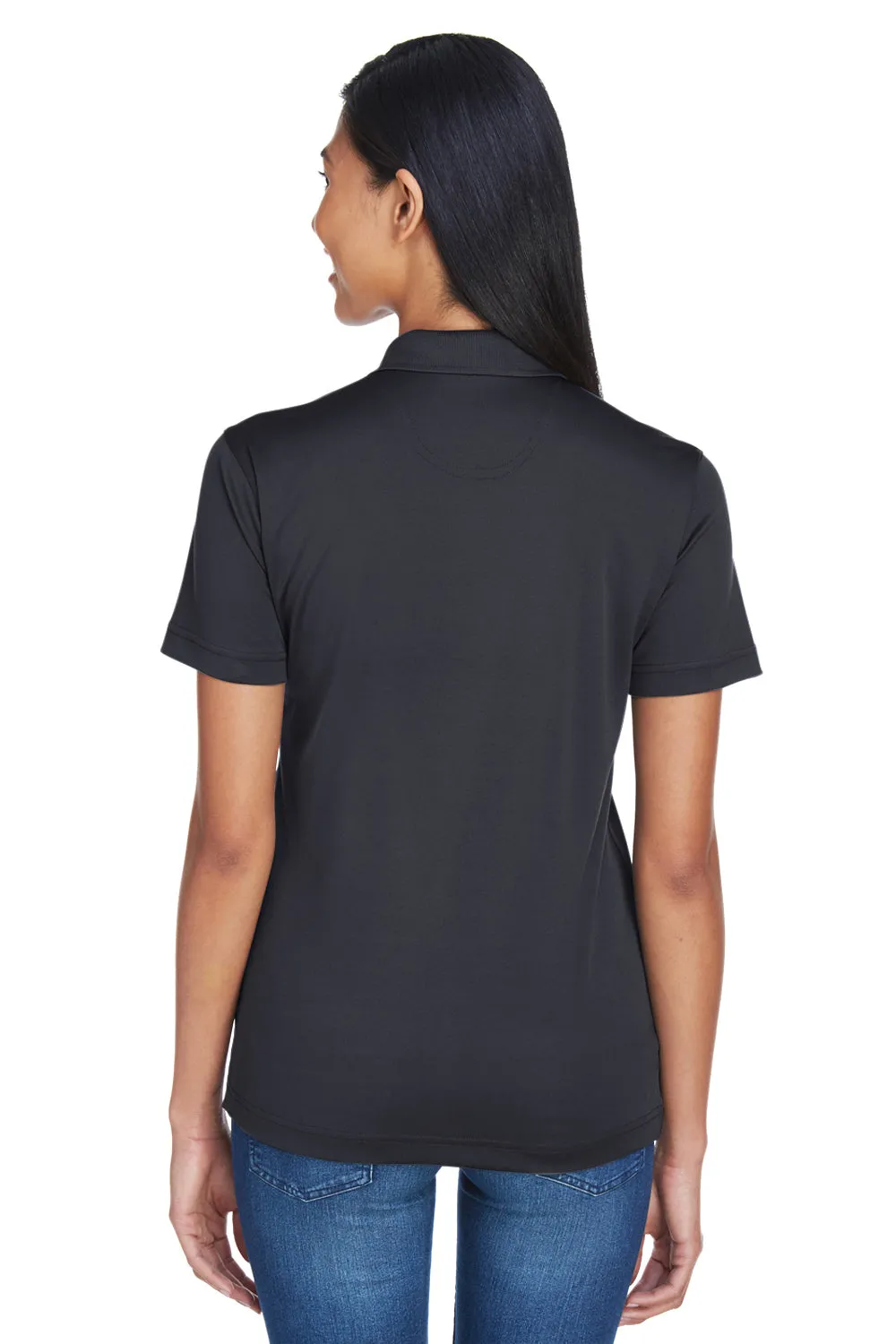 UltraClub Womens Cool & Dry Moisture Wicking Short Sleeve Polo Shirt - Black