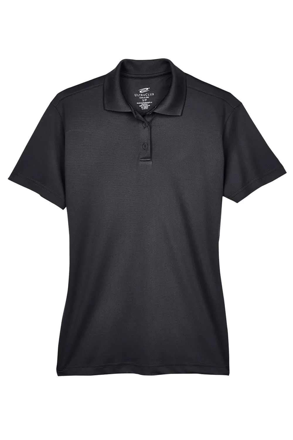 UltraClub Womens Cool & Dry Moisture Wicking Short Sleeve Polo Shirt - Black
