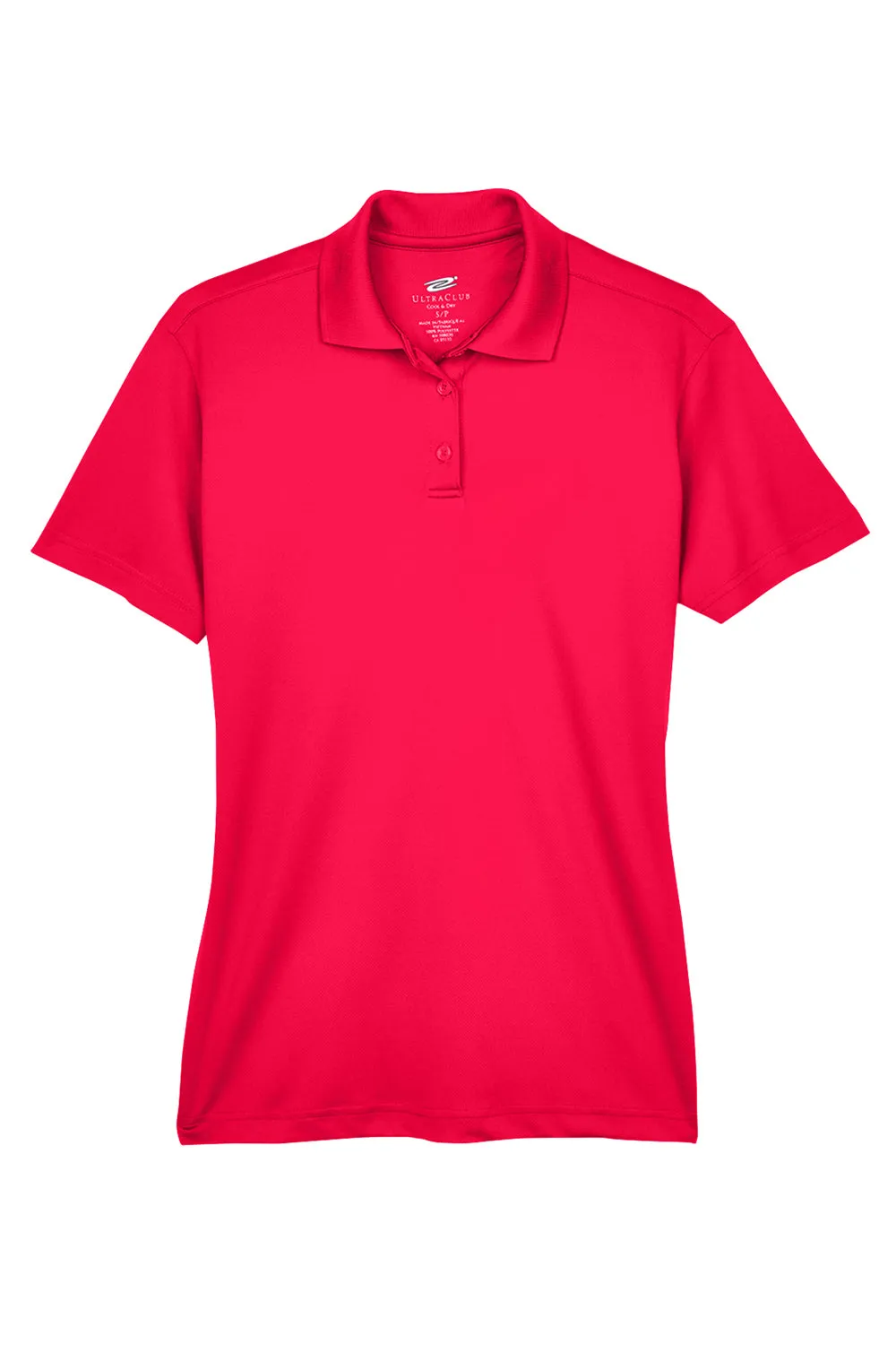 UltraClub Womens Cool & Dry Moisture Wicking Short Sleeve Polo Shirt - Red