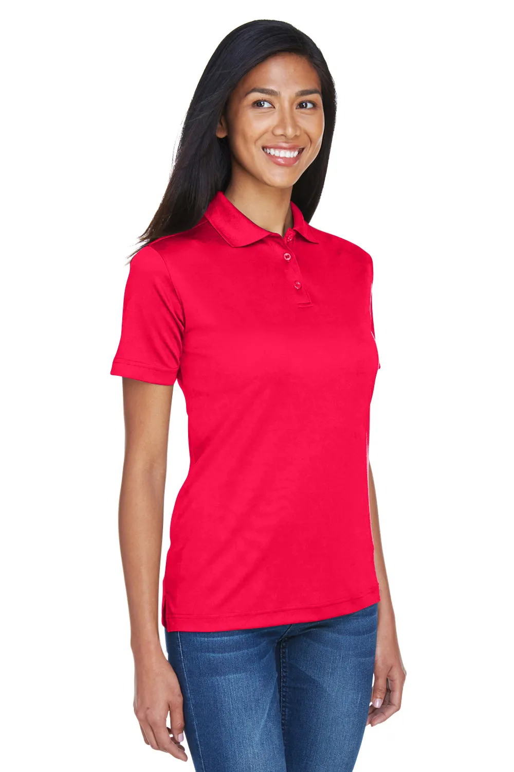 UltraClub Womens Cool & Dry Moisture Wicking Short Sleeve Polo Shirt - Red