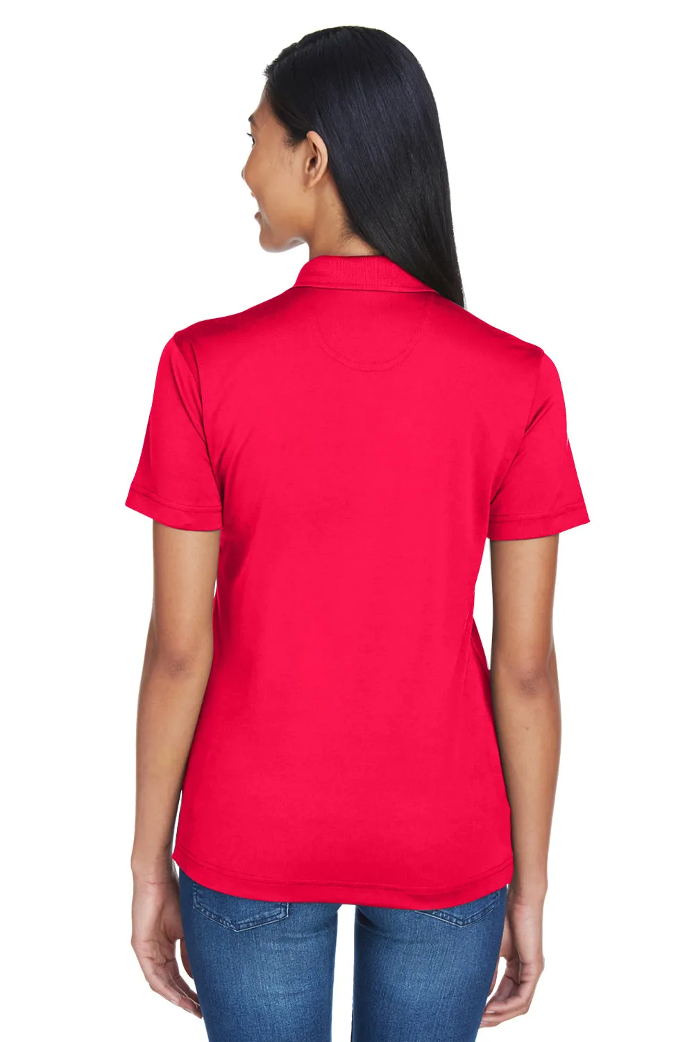 UltraClub Womens Cool & Dry Moisture Wicking Short Sleeve Polo Shirt - Red