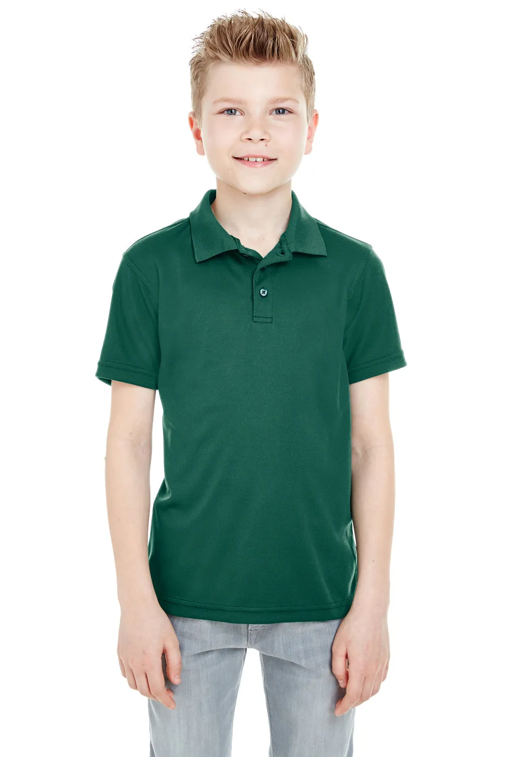 UltraClub Youth Cool & Dry Moisture Wicking Short Sleeve Polo Shirt - Forest Green