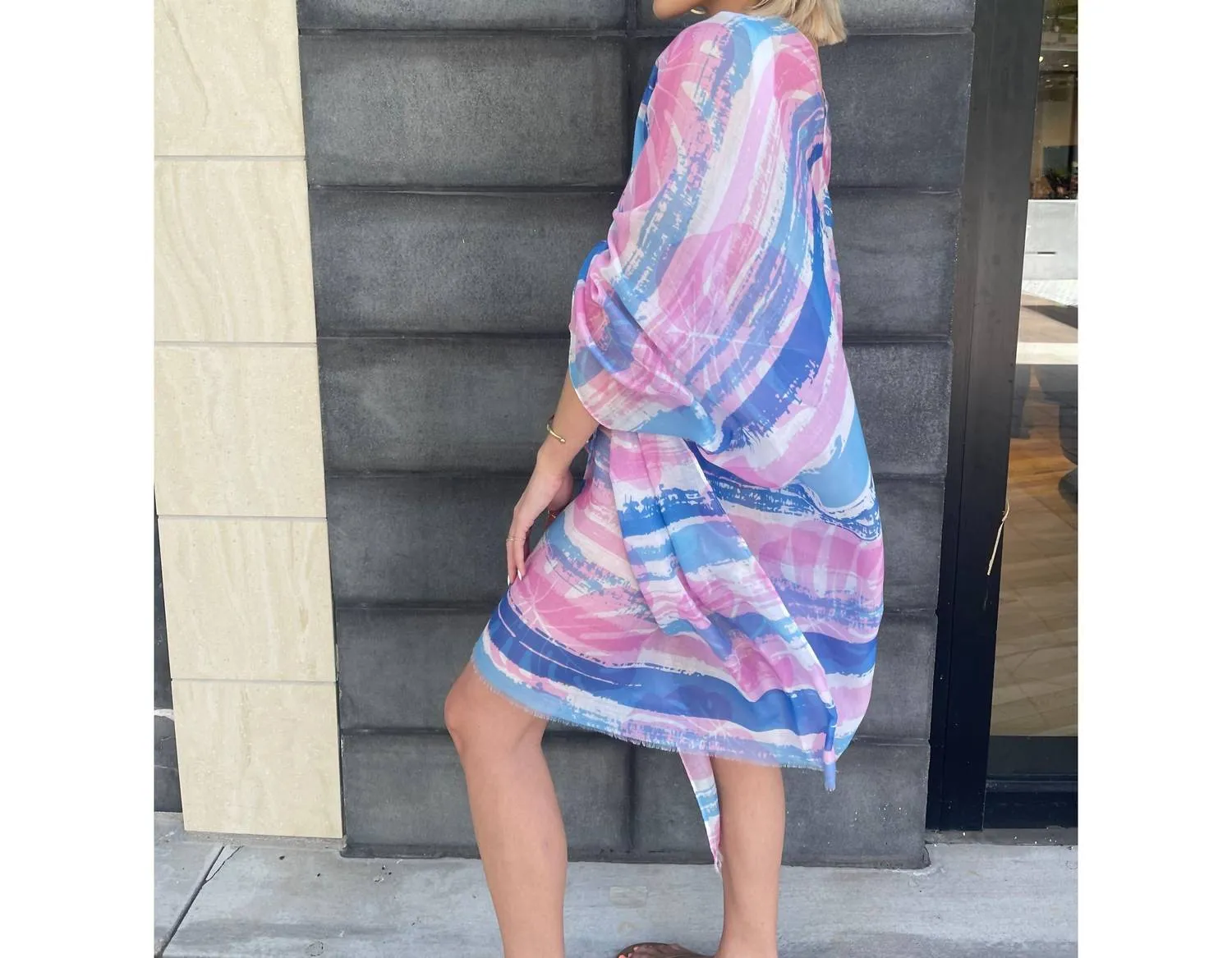Vacation Mode Maxi Kaftan In Blue