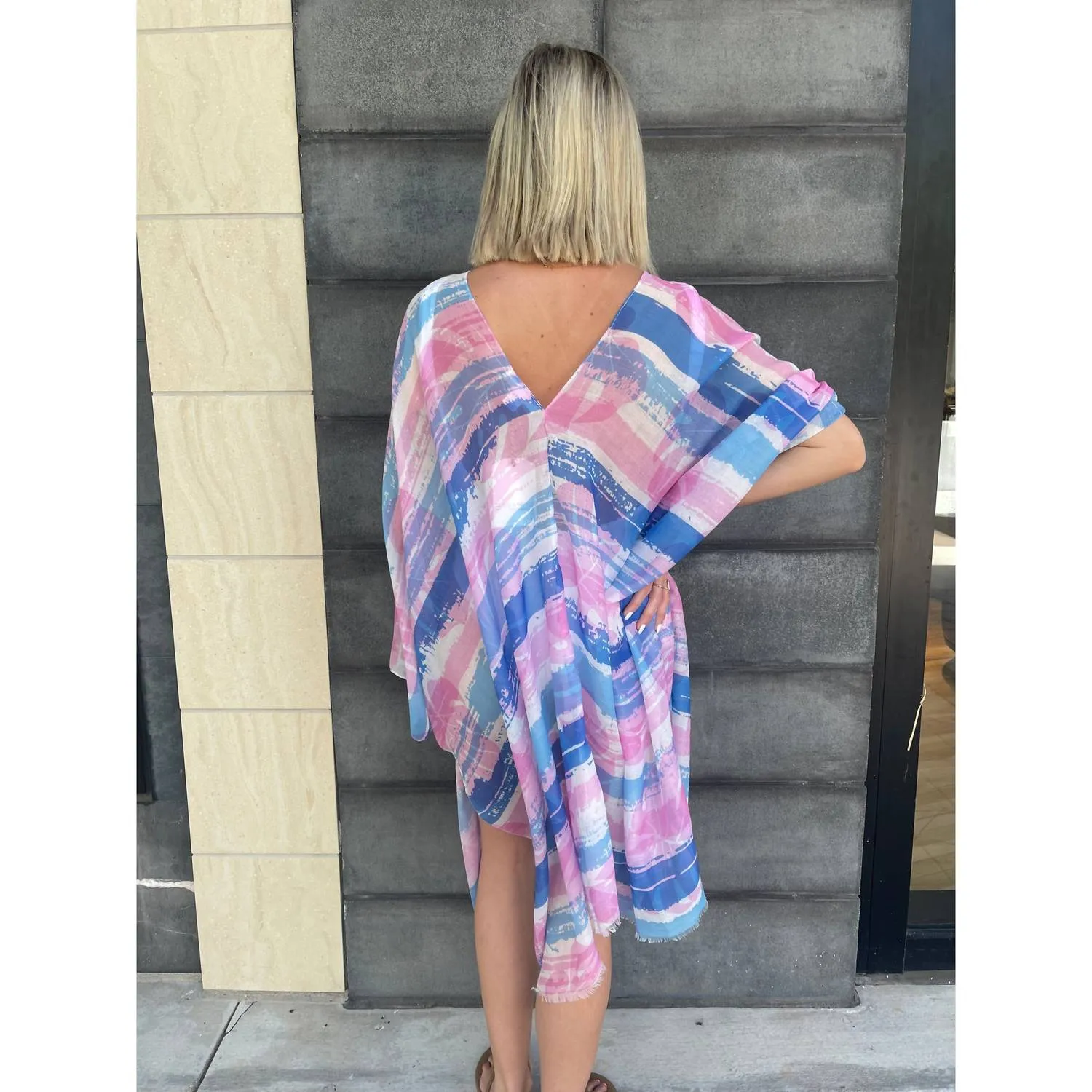 Vacation Mode Maxi Kaftan In Blue